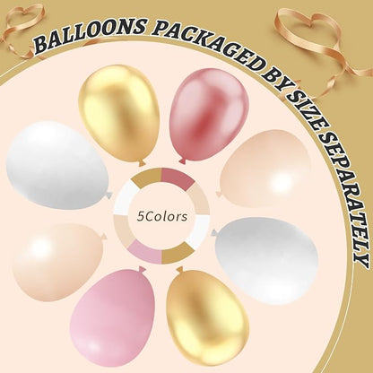 412Pcs Rose Gold Balloon Garland Arch Kit, 18 12 10 5 Inch Nude Pastel Pink - Image 4