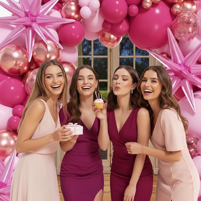 147pcs Pink Balloons Arch Kit, Hot Pink Rose Gold Balloons Shades of Pink - Image 5