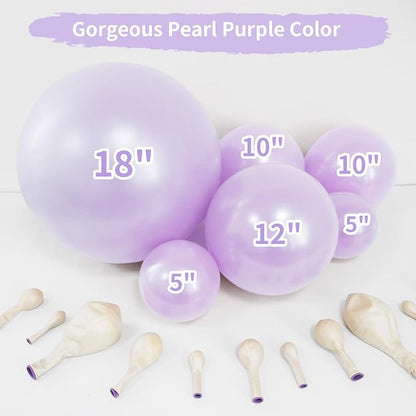 Double Pearl Purple Stuffed Balloons Different Size 115Pcs 5/10/12/18" Light - Image 3