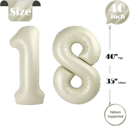 Cream Number 18 Balloon 40 Inch - Image 5