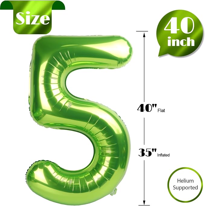 Light Green Number 5 Balloon 40 Inch - Image 4