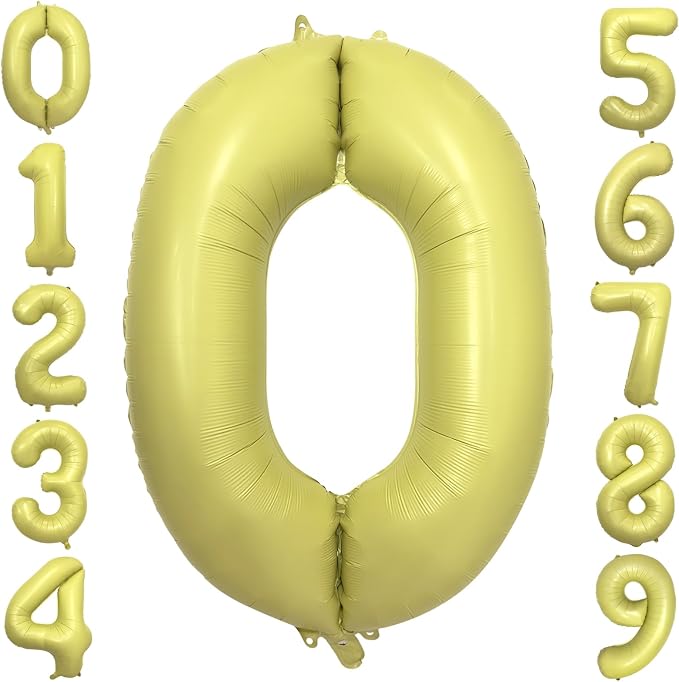 Pastel Yellow Number 0 Balloon 40 Inch Light Yellow Foil Number Balloons by cocodino
