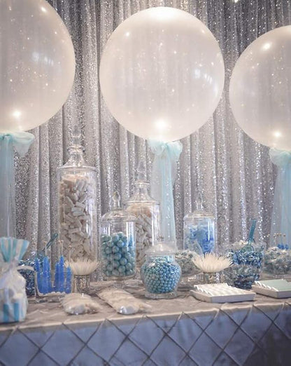 Silver Sequin Backdrop Curtains-4 Panels 2FTx8FT Silver Backdrop - Image 7