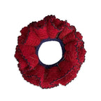 2 Pcs Soft Fabric Scrunchies for Hair,3.9 inch Medium Elastic Hair Ties Ropes Crochet Knit Silky Scrunchie for Women-Red