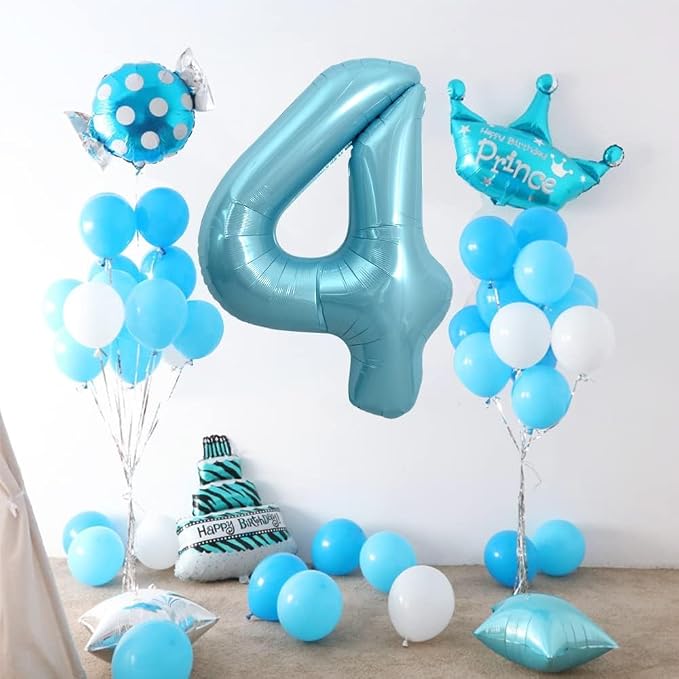 Pearl Blue Number 4 Balloon 40 Inch - Image 2