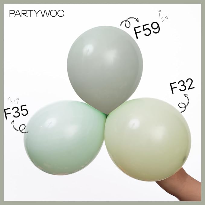 PartyWoo Dusty Green Balloons 140pcs Different Sizes Pack of 18 12 10 5 Inch - Image 5
