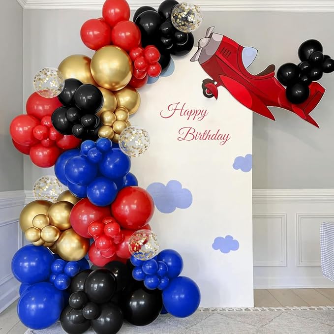 Red Black Blue Gold Balloons Garland Arch Kit - Image 4