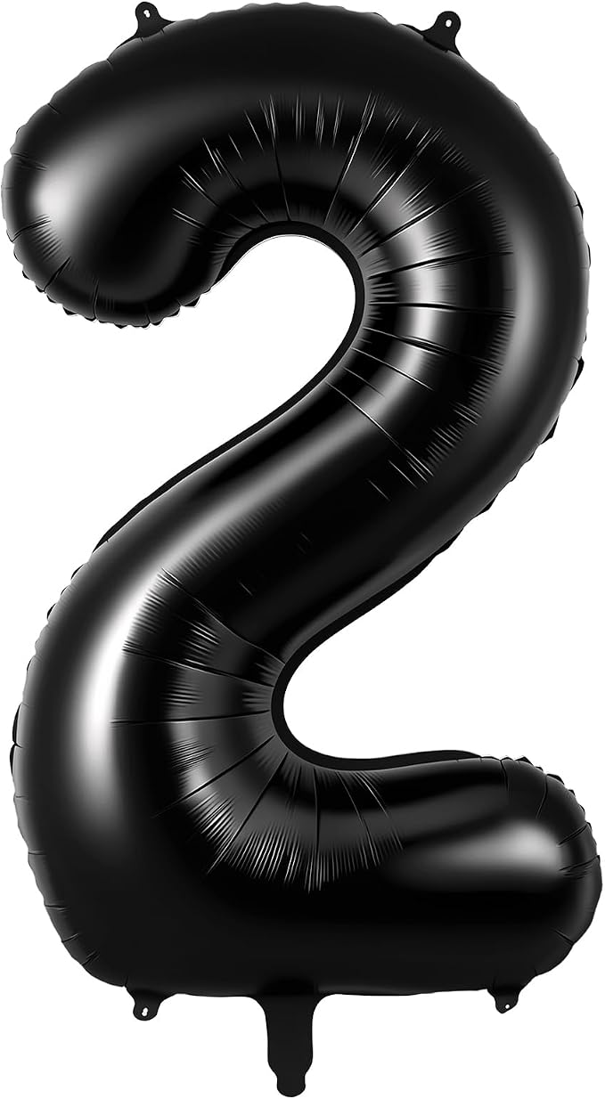 Black Number 2 Balloons 40 Inch Large Foil Balloons, Giant Number Balloon by TOTAFAM