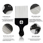 Upgraded Hair Twist Comb Hair Sponge Brush and Metal Afro Hair Pick Comb Set for Black Men Women Curls, 2 In 1 Afro Hair Coil Pick Combs Curl Brush (2 Pcs)