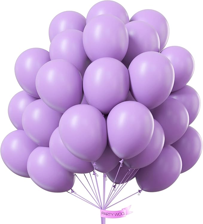 PartyWoo Lavender Balloons 50pcs Light Purple Latex Helium Balloons 12 Inch | by PartyWoo