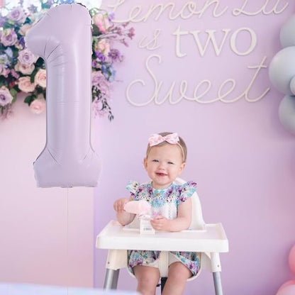 TONIFUL 40 Inch Pastel Purple Number 1 Balloon – Big Lilac Mylar Foil Number - Image 3