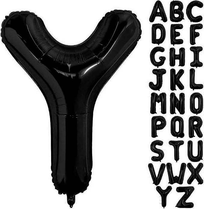 Black Letter Y Balloons, Y Balloon 40 Inch Y Balloon Letter by BBPOOL