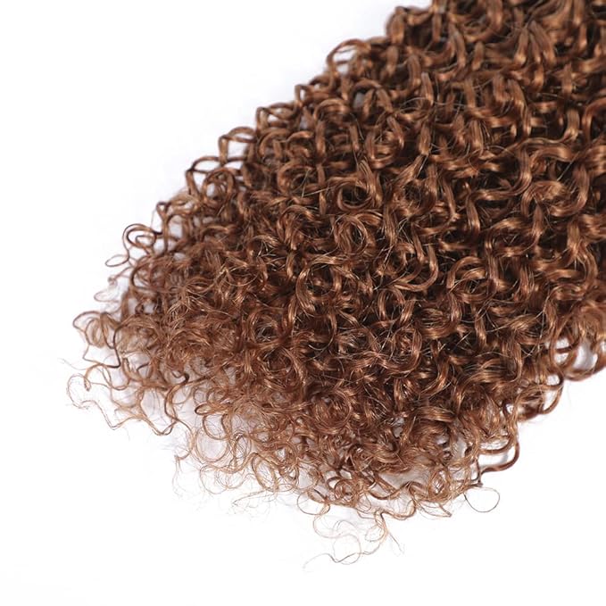 Light Brown Bundles Human Hair Color #30 Water Wave Bundle Niegmeag Brazilian Virgin Hair 3 Bundles 16 18 20 Inch Double Weft Light Brown Wet and Wavy Bundle