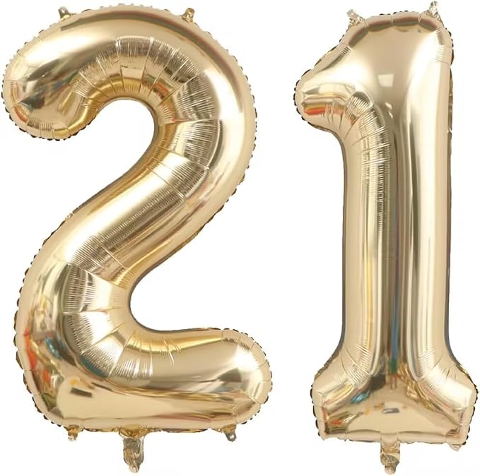 21 Balloon Number, 40 Inch Light Gold 12 21 Balloon Numbers, Foil Helium Giant by Unknown