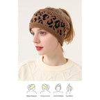Women Leopard Knit Headband,Warm Sports Headscarf,Soft Stretchy Wide Hair Band,Fashion Accessories for Daily Wear