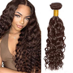 Brown Human Hair Bundles Chocolate Brown Water Wave Bundles 22 Inch Niegmeag Virgin Soft and Silky Remy Hair Extensions Color 4 Wet and Wavy Bundle Double Weft Hair Weave 100g