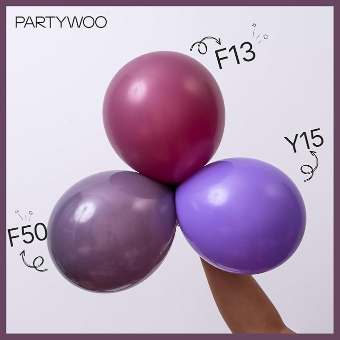 PartyWoo Dusty Purple Balloons 100pcs Lavender Lilac Dark Royal Purple Boho | - Image 4