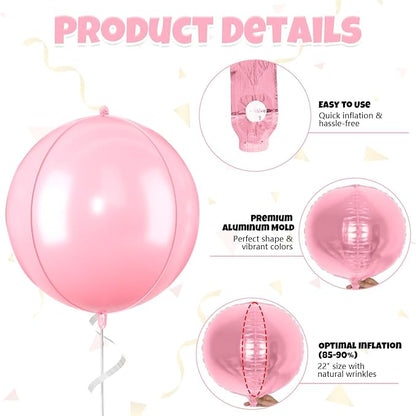 Giant 4D Foil Balloons, 22 Inch Big Round Foil Balloon - Image 4
