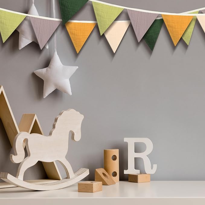 Oudain 2 Pcs Pennant Banner Flags Nursery Garland Triangle Bunting Flags - Image 4