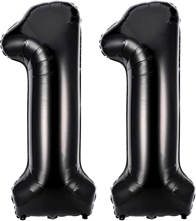 Black 11 Number Balloons, 40 Inch Giant Number 11 Balloons Foil Mylar Helium by Lovoir