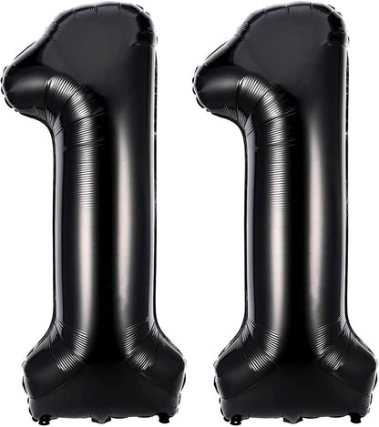 Black 11 Number Balloons, 40 Inch Giant Number 11 Balloons Foil Mylar Helium by Lovoir