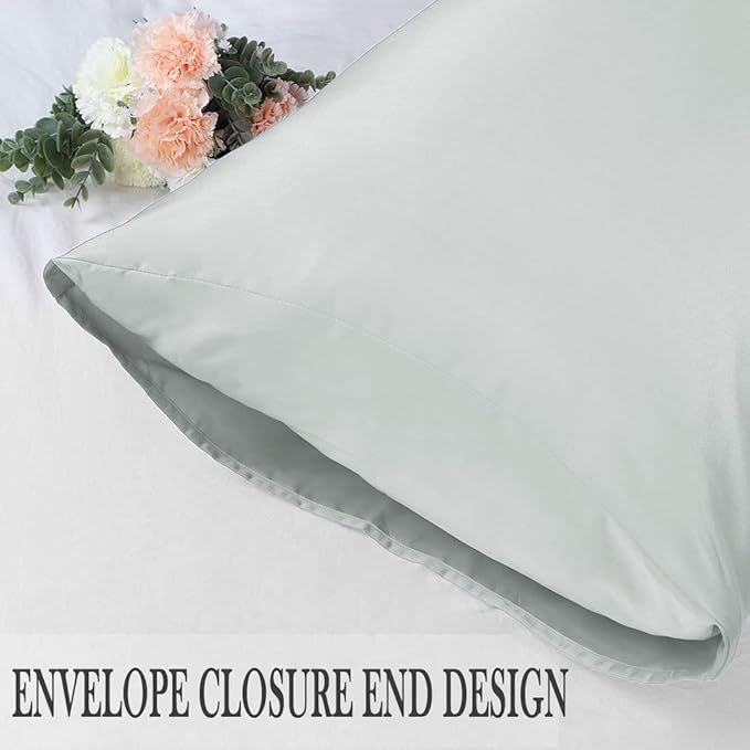 uxcell 2 Pack Silk Satin Pillowcase for Hair and Skin, Cool, Silky, Soft Breathable Pillow Cases King Size 20x36 Inch Sateen Pillowcase Light Gray with Envelope Closure