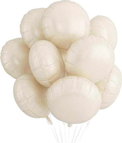 20PCS Round Shaped Foil Balloons, 18 Inch Cream White Round Foil Balloon by Paready