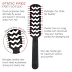 Cricket Static Free Fast Flo Flex Vent Hair Brush - Quick Drying, Detangling, and Styling - Anti-Static Bristles for Frizz-Free Blowouts, Ideal for All Hair Types