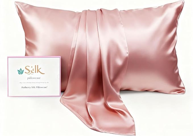 Luxury 6A Mulberry Silk Pillowcase & Silk Pillow Case for Hair & Skin – Anti-Wrinkle, Hidden Zipper– Best Beauty Sleep Solution for Women (Pink, Queen)