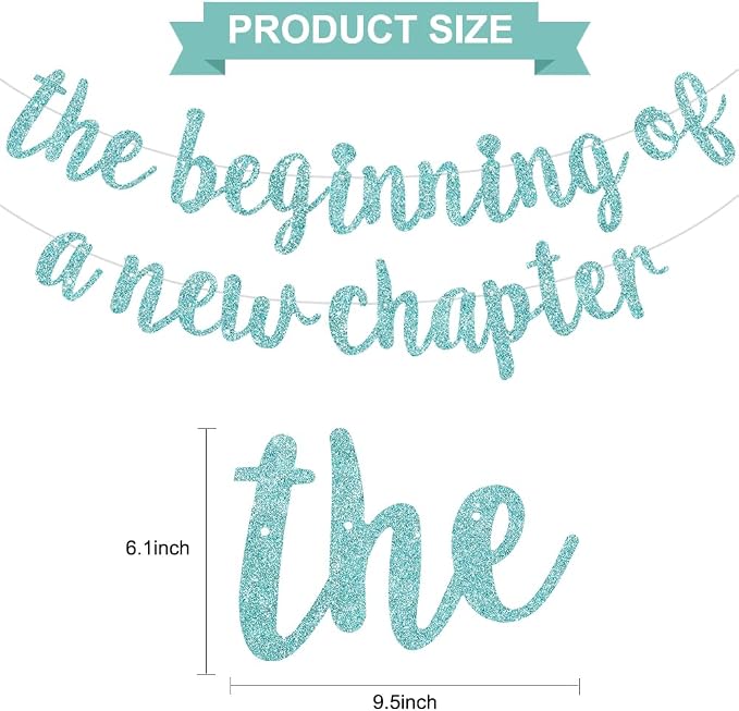 BEISHIDA Light Blue Pre-Strung The Beginning of A New Chapter Banner | Glitter - Image 2
