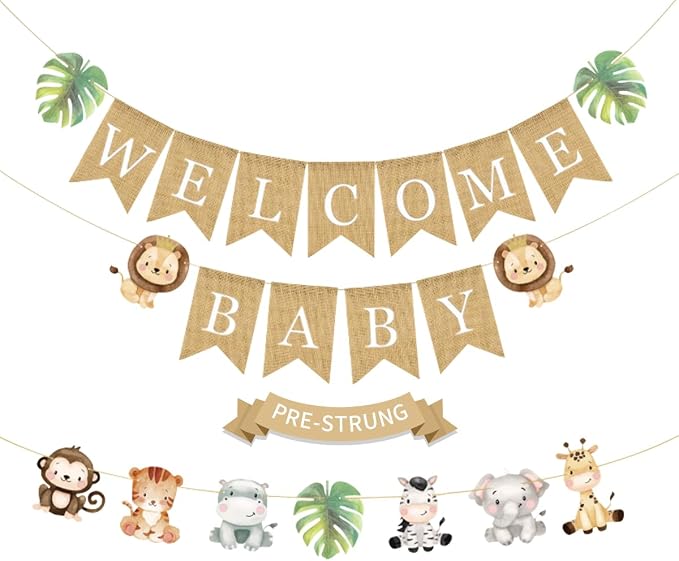 Weecent Pre-Strung 6ft Burlap Welcome Baby Banner by Weecent