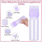 Hair Oil Applicator Bottle Hair Dye Brush Hairs Oil Bottle Root Comb 6 Ounce Reusable Hairs Oiling Color Tools with Graduated Scale and 3pcs Pointed Mouth Cover for Scalp Women Men