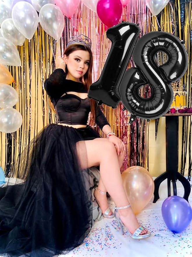 8 Balloon Numbers Party Decorations, 40In Black Balloons - Image 5