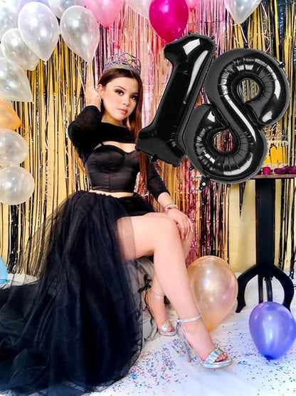 8 Balloon Numbers Party Decorations, 40In Black Balloons - Image 5