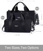 Compact Sports Gym Bag for Women & Girls and Kids, Cute Mini Duffle Bag with Wet Pocket & Shoes Compartment, Personal Item Travel Workout Bag, 16"-Small, Black