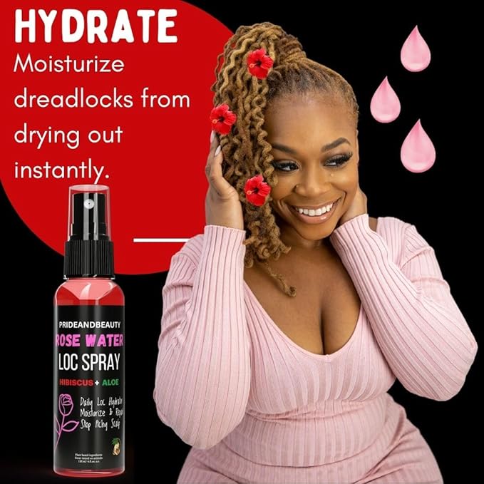 Hibiscus & Green Tea Hair Growth Spray – Trial Size (2oz) Leave-In Moisturizer for Locs & Loose Hair – Promotes Thicker, Fuller, Longer Hair – Natural Scalp & Hair Treatment
