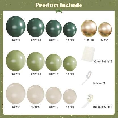 Emerald Green White Gold Balloons Arch Kit - Image 5