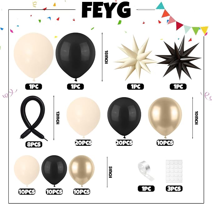 Black and White Balloon Arch Kit - Image 2