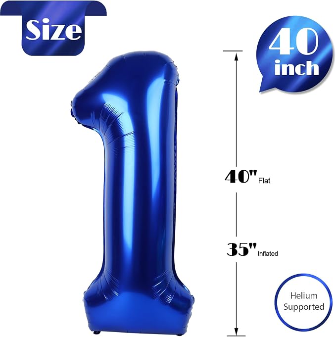 Night Blue Number 1 Balloon 40 Inch - Image 5