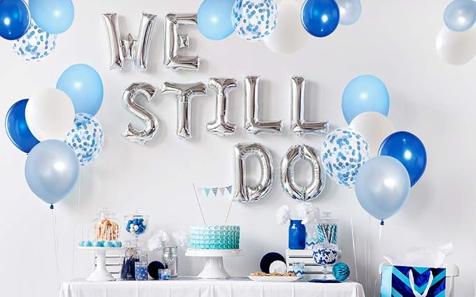 Royal Blue Confetti Latex Balloons - Image 6