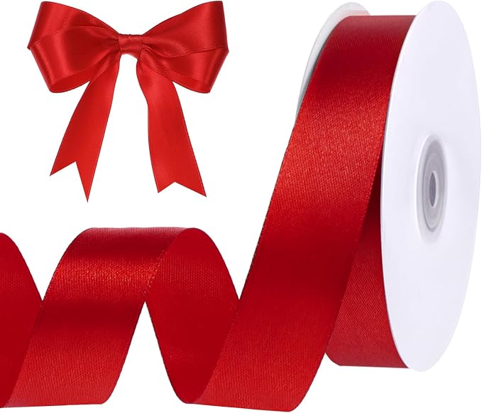 woric Red Satin Ribbon 1 Inch 50 Yards Red Bows | Ideal by woric
