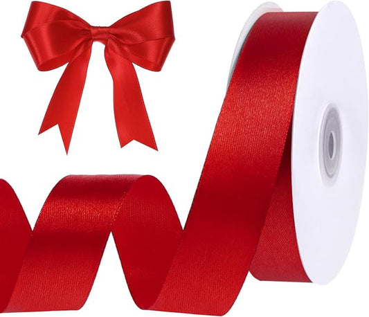 woric Red Satin Ribbon 1 Inch 50 Yards Red Bows | Ideal by woric