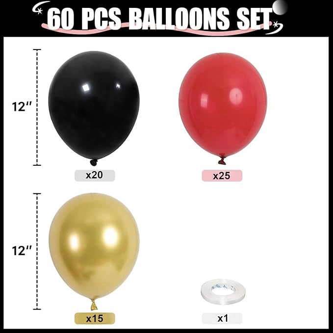 HILAVO Red Black and Gold Balloons - Image 2