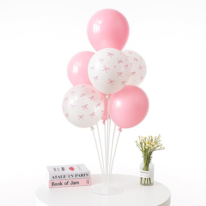 6pcs Pink Bow Balloon Stands Kit Table Centerpiece Table Decorations - Image 2