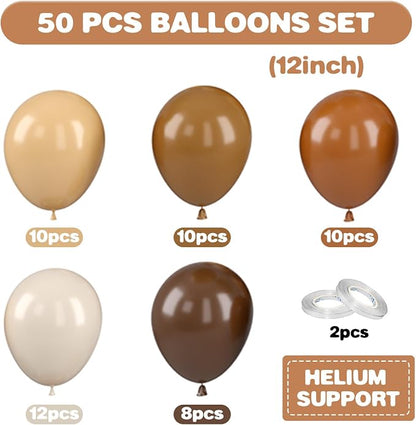 Brown Balloons, 12 Inch Neutral Balloons, Retro Coffee Brown Apricot Sand White - Image 2