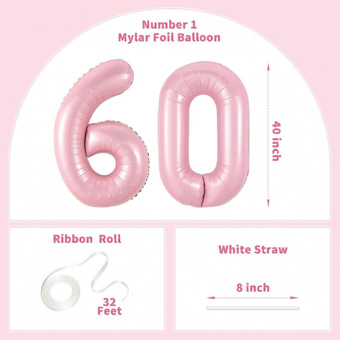 Number Balloons Pink Party Balloon - Image 2