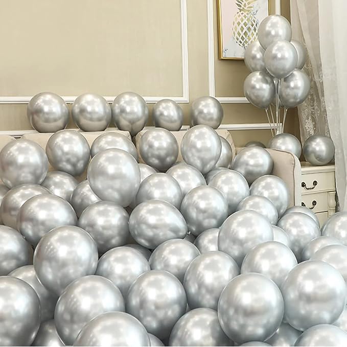 5 inch Metallic Silver Balloons - Image 5