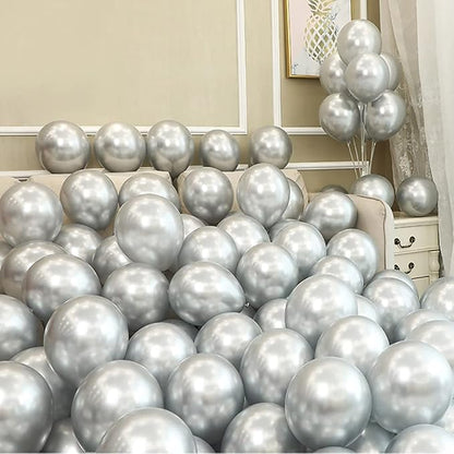 5 inch Metallic Silver Balloons - Image 5