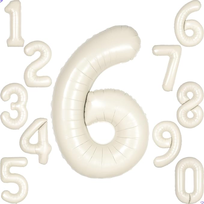 Cream White Number 6 Balloon for First Birthday Decorations, 40 inch Huge Beige by Unknown