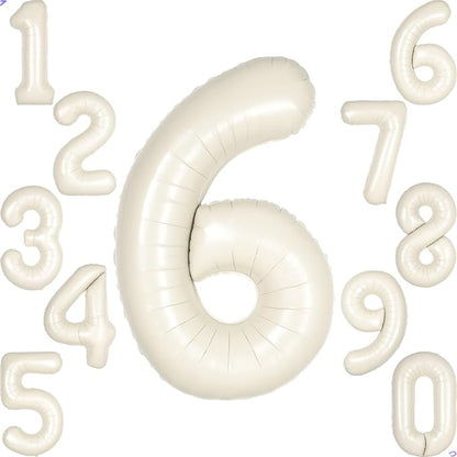 Cream White Number 6 Balloon for First Birthday Decorations, 40 inch Huge Beige by Unknown